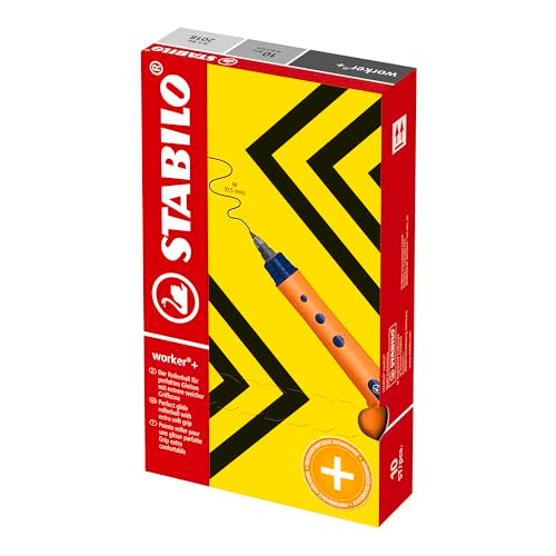 Stabilo Bionic Worker Rollerball Pen Soft Grip Medium 0.8mm Tip 0.6mm Line Black Ref 2018-46 [Pack of 10]