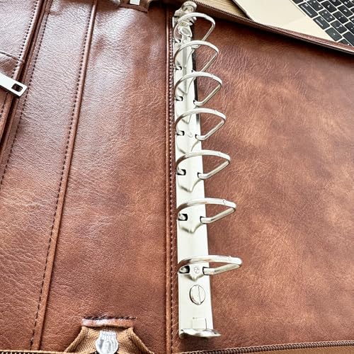 Gvalant 7-Ring Zippered Checkbook Binder for Business Checks - Premium Vegan Leather Portfolio Holds 600 Checks (9"x13") - Personalized Name/Logo for Men & Women (Retro Brown, Standard)