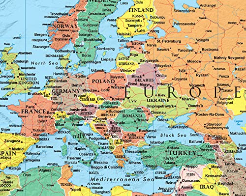 Swiftmaps 32" x 50" RMC Large World Wall Map Poster - Laminated Rolled (32x50 Signature World)