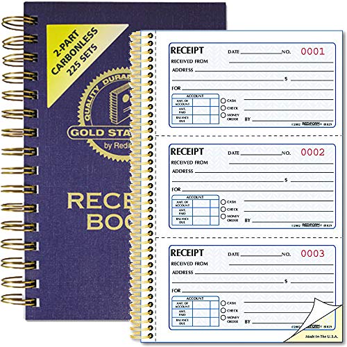 Rediform Money Receipt Book, Gold Standard, Two-Part Carbonless, 8.5 x 5.5, 3 per Page (8L829) - 2 Pack