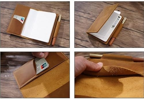 YHdtUO Leather Book Handmade Portable Journal Retro Cowhide Leather Travel Journal Outdoor Writing Book Office Festival Men,A
