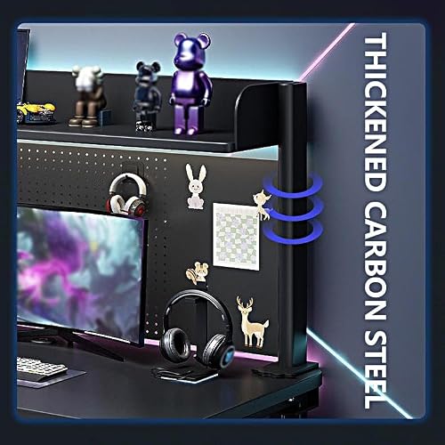 ZBJDX Gaming Desk Accessories with Perforated Board, Clamp on Office Desktop Organizer, Adjustable Display Shelf for Office Supplies (Black),Small