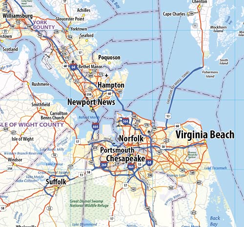 Virginia Laminated Wall Map (60” Wide by 28” high)