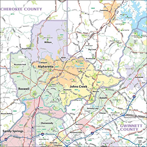 Topographics Atlanta Metro Area Laminated Street Wall Map
