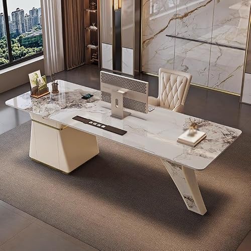 LINKIO Home Office Desks Rock Board Desk Minimalist Desk Modern Model Room Study Writing Desk Workbench Computer Table Desk(200cm)