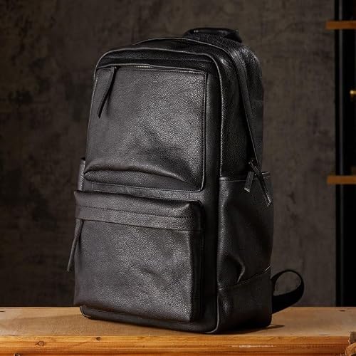 AODFDSJH Business Fashion Vegetable Tanned Cowhide Backpack Men's Business Computer Bag Large Capacity Travel Daily Commute