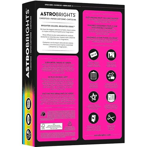 Astrobrights Color Cardstock -"Bright" Assortment, 65 lb Cover Weight, 8.5 x 11, Assorted, 250/Pack