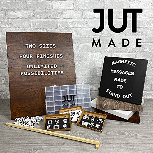 Jut Made Magnetic Letter Board – Changeable Message Sign for Home, Office and Room Décor – 16x20 Inch – White Wood Frame with Black Letters
