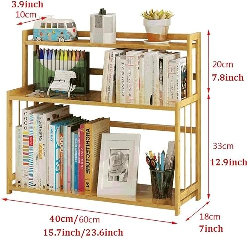 Modern Bookshelf 3 Tiers Bamboo Bookshelf Bookshelves Student Office Desktop Simple Storage Rack Small Bookcase,Open Shelving Books Holder Organizer (Color : 40 * 18 * 53cm)