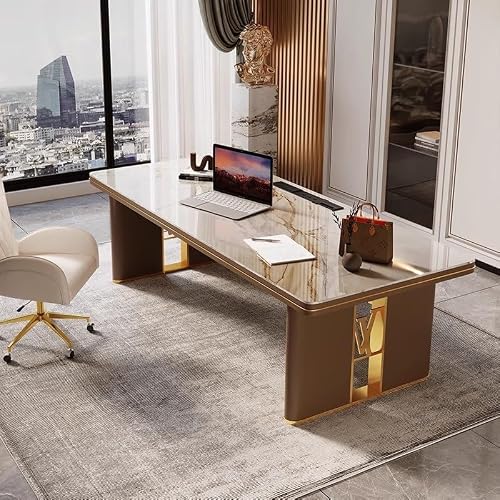 LINKIO Home Office Desks Rock Board Desk CEO Office Boss Desk Simple Home Study Large Board Table Computer Table Desk(200cm)