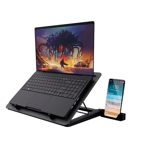 Trust Gaming GXT 1125 Quno Laptop Cooling Stand - Laptops up to 17.3 inch, 5 Blue Illuminated Fans, Adjustable Angle, Computer Cooler - Black