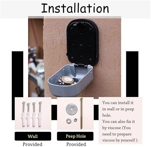 CARUTU Key Lock Box, 4 Digit Combination Outdoor Lock Box, Wall Mount Combination Lockbox for Family Members, Tradesman
