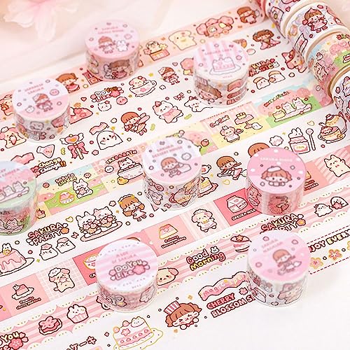 UOHLCX Cherry Blossom Series Masking Washi Tape Art Decorative Adhesive DIY Sticker Label