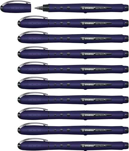 STABILO worker+ NatureCOLORS Wildflower - Rollerball - Pack of 10 - Prussian Blue