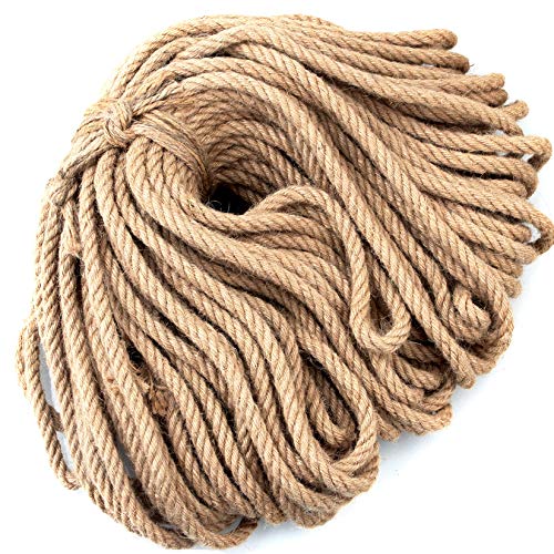 HNBun 164 Ft x 10 MM Natural Jute Rope, Heavy Duty Twine Cord