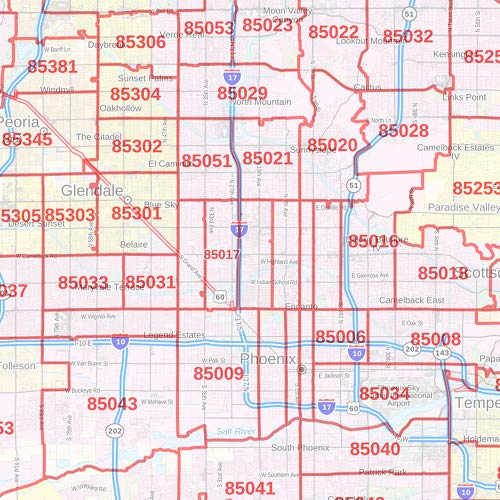 Maricopa County, Arizona Zip Codes - 48" x 36" Laminated Wall Map