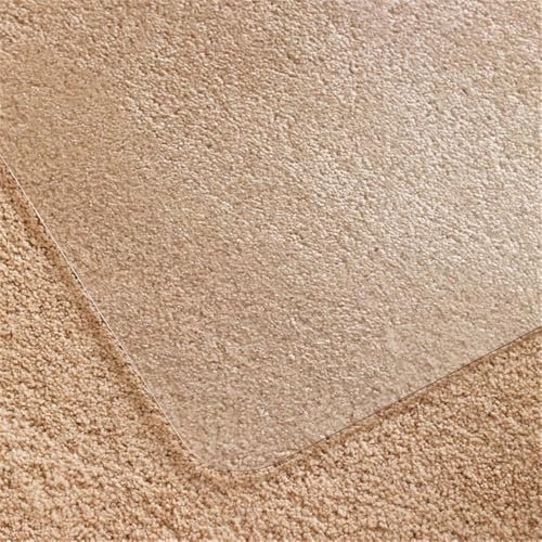 Pemberly Row Plastic Lipped Chair Mat for Carpets, Clear Polycarbonate, 48" x 53", Rectangular Design, Durable Easy Glide Surface, Child and Pet Safe, Home or Office Use