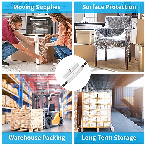 JARLINK Stretch Film, 15" x 1000' Shrink Wrap for Pallet Wrap, 80 Gauge