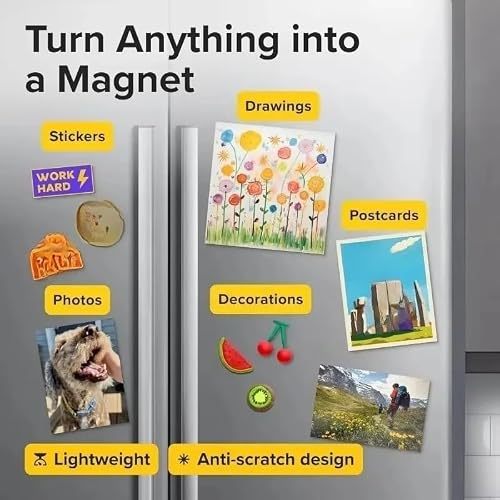 Self-Adhesive Black Magnetic Sheet, Writable Refrigerator Mat For Photo Display DIY Office(Without Adhesive,5PCS)