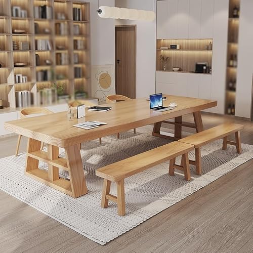 LINKIO Home Office Desks Solid Wood Large Desk Modern Home Study Reading Table Large Conference Long Table Computer Table Desk(180cm)