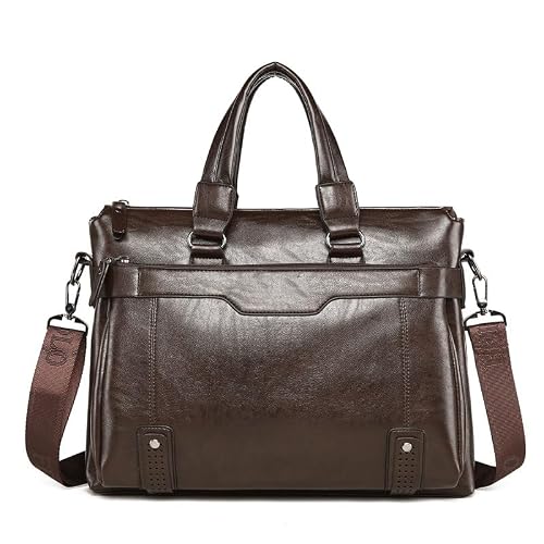 NSUQOA Horizontal Briefcase Men's Business Handbag Shoulder Messenger Casual Computer Bag(white-Patch five-pointed star4)