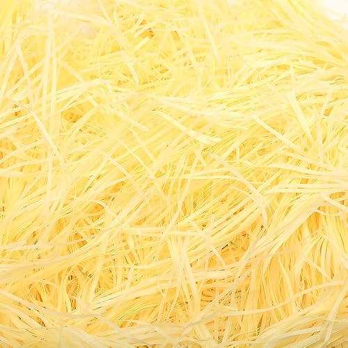 ETAZMDITE Shredded Paper for Gift Boxes, Glitter Shredded Tissue Paper Crinkle Cut Gift Filler Lightweight Multicolor 160-500g(Beige Yellow,200g)