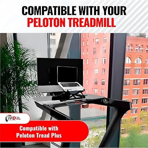 TFD StepTray+ Walking Desk Attachment for Peloton Tread+, Clear with Laptop Stand, Made in USA