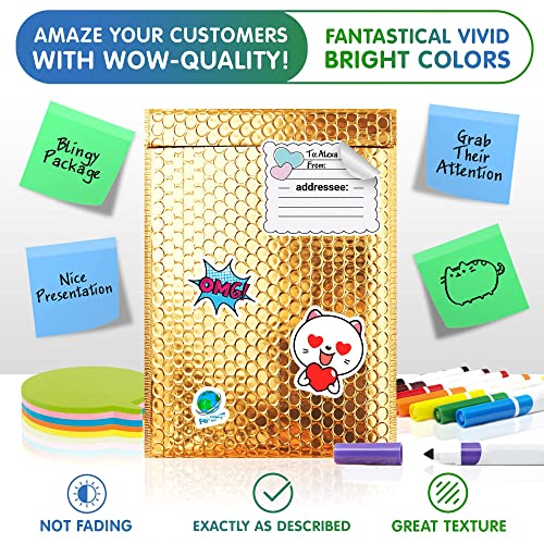 ABC PACK & SUPPLY Metallic Bubble Mailers 8.5 x 11 Inch Gold, Self Seal Closure, 3/16 Inch Cushioning, Padded Shipping Envelopes, Pack of 100