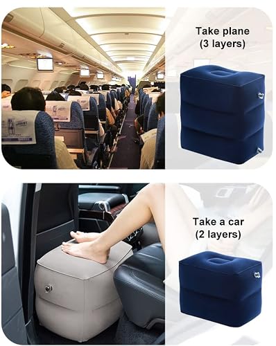 WODHAZNC Inflatable Foot Pillow for Travel Rest Airplane Car Bus Footrest Pillows Kids Flight Sleeping Resting with Air Pump(D)