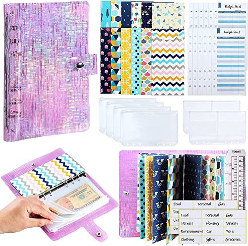 ONMYJFD 34 Pcs Budget Binder Cash Envelope Planner System, with Money Envelopes,Expense Budget Sheets, PVC Storage Bags, Labels, Ruler(E)