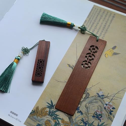 NSUQOA Hollow Mahogany Set Gift Box Classical Beauty with Literary Bookmark Pen