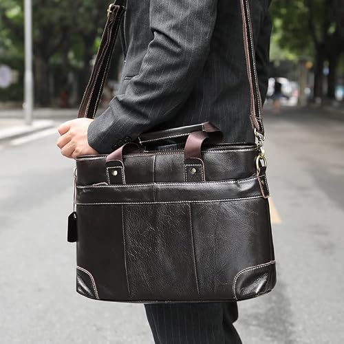 YNBJIL Leather Bag ForBriefcases Leather Laptop Bag Shoulder Messenger Bags Document Computer Bags