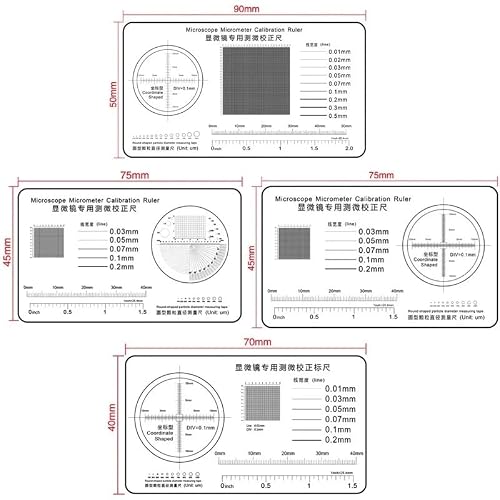 Microscope Accessories Kit Microscope Micrometer Calibrator Magnifier Film Point Gauge High Precision Measuring Stereo Microscope Microscope Slides(2PCS 75X45mm B)