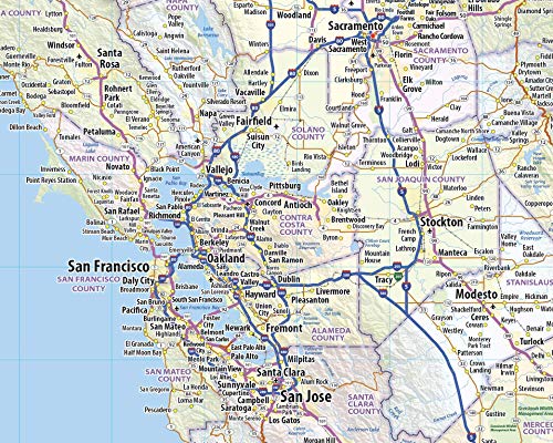 Topographics California Laminated Wall Map (42' x 48')
