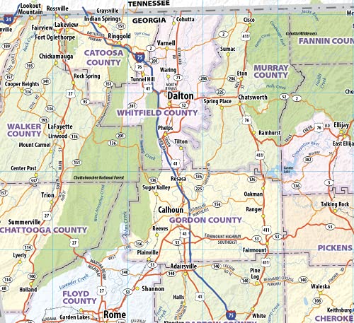 Georgia Laminated Wall Map (36” Wide by 38” high)