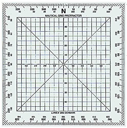 Linex 100413015 Nautical Protractor with Vertical Edge 13 x 13 cm Square Protractor with Centre Hole