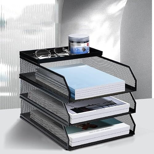 Stackable Metal Mesh Paper Storage Letter Tray A4 Magazine File Holder Document Sorter Convenient
