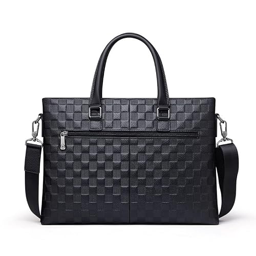 AWMGPDDBTO Briefcases for Men Men's Leather Briefcase Black