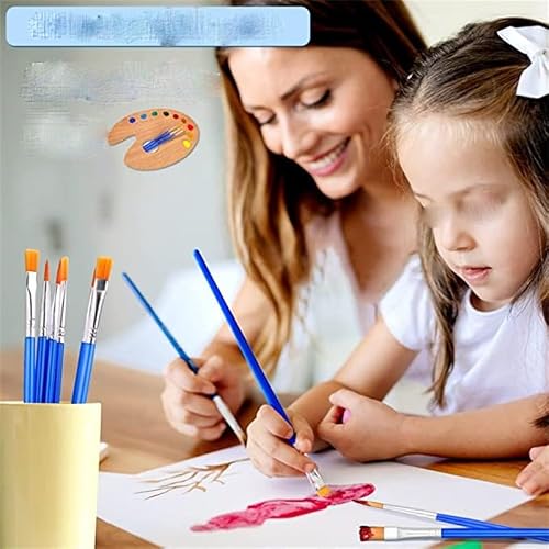 UOHLCX HBJWOV 100pcs Paint Brushes Set for Acrylic Gouache Flat Round Pointed Paint Brushes Craft Watercolor Oil Painting Brushes(Flat)