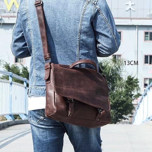 Marycan Messenger Bag, Computer Messenger Bag Genuine Leather Shoulder Bag 13.3 Inch Laptop for Travel Work