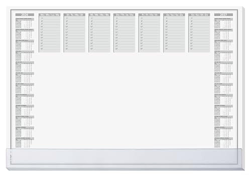SIGEL H6366 Paper Desk pad- Weekly Planner - Grey - Approx. A2-2026/2027 - DE/EN/FR/NL - 40 Sheets - FSC-Certified