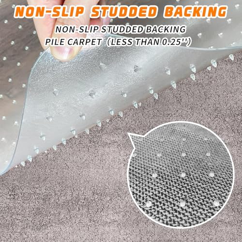 Office Chair Mat for Carpeted Floors, Desk Mats 48"X30" for Rolling Desk on Low Pile Carpets, Small Computer Gaming Plastic Floor Mats for Office Chair on Carpet, Easy Glide Without Curling