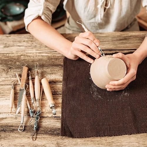 TXGJWRA 32 Pcs with Bag Ceramic Wax Clays Carving Tools Pottery Sculpting Modeling Tool Set Pottery Clay Sculpting Tools (D Light Grey)