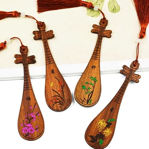 NSUQOA Pipa Bookmark Engraved Graduation Souvenir Signature Pen Musical Instrument Gift Box Set