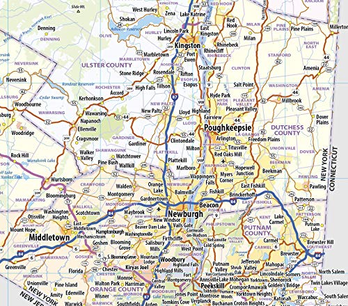 Topographics New York State Laminated Wall Map, 48 x 38 inches