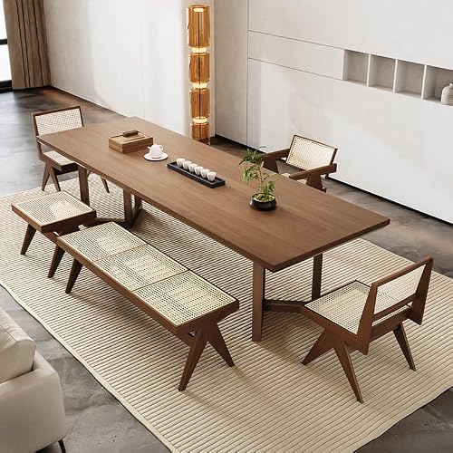 LINKIO Home Office Desks Chinese Style Solid Wood Tea Table, Office Boss Meeting and Negotiating Tea Table, Suitable for Kitchen, Living Room and Dining Room Computer Table Desk(220x80x75cm)