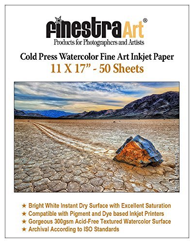 11" X 17" Cold Press Watercolor Fine Art Inkjet Paper - 50 Sheets