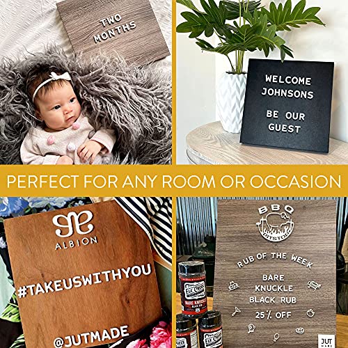 Jut Made Magnetic Letter Board – Changeable Message Sign for Home, Office and Room Décor – 16x20 Inch – Walnut Wood Frame with White Letters
