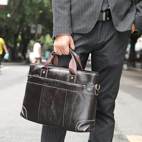 UOHLCX HBJWOV Leather Bag ForBriefcases Leather Laptop Bag Shoulder Messenger Bags Document Computer Bags