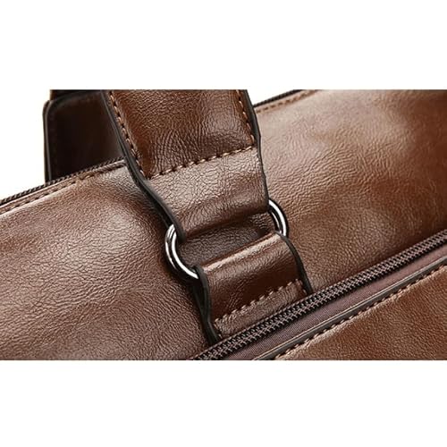 NSUQOA Horizontal Briefcase Men's Business Handbag Shoulder Messenger Casual Computer Bag(white-Patch five-pointed star4)